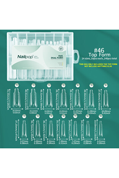 Choice1 SWT-007-140 Nailpop Nail Dual Form 14 Sizes Dual Form For Polygel Bui...