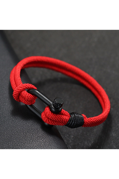 Choice 20.5cm Red Handmade Double Layer Rope Bracelet Men 4mm Milan Braided C...