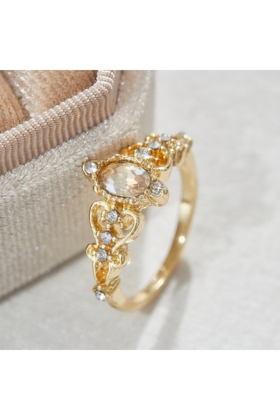 Choice 8 ZF1246-1 Exquisite Champagne Zircon Ring Luxury Crystal Oval Engagem...