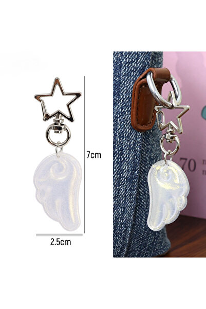 Choice قطعة واحدة من سلسلة مفاتيح جناح ملاك أبيض كاواي، قلادة حقيبة ظهر، سلسل...