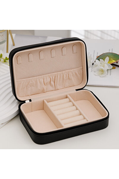 Choice4 16x11x5cm black Fashion Women Portable Travel Jewelry Box PU Leather ...