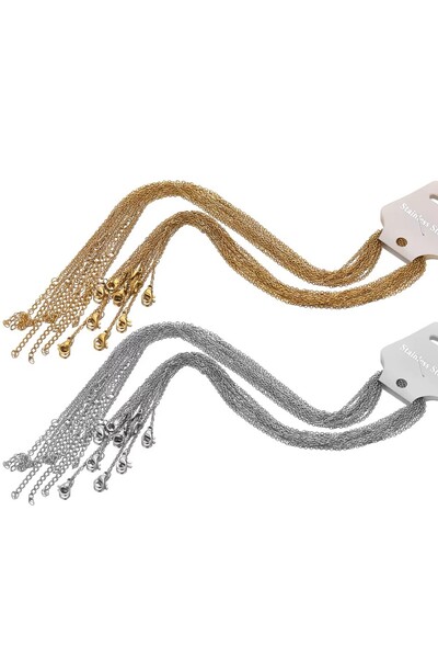 Choice 10 سلاسل ذهبية اللون من الفولاذ المقاوم للصدأ، طول كل منها 45+5 سم، تُ...