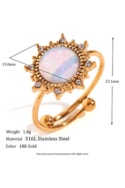 Choice Sun Adjustable Circle Heart Sun Waterdrop Natural Opal Stone Rings For...
