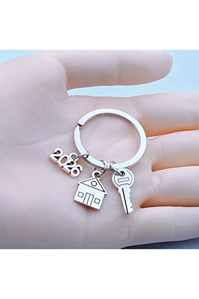 DUTRIEUX سلسلة مفاتيح فضية اللون، قطعة واحدة، مكتوب عليها "أحب منزلي"، حامل م...