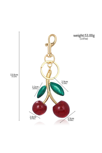 choice2 K00874-02 Delicious Crystal Red Pink Cherry Keychain Summer Fruits Ch...