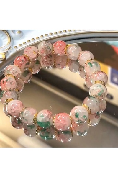 Choice BR24Y0039 Fashion Y2K Sweet Cherry Blossom Glazed Crystal Beaded Brace...