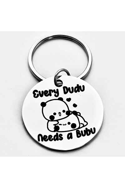 Choice 1pc Cute Keychain - "Every Dudu Needs a Bubu" Panda and Bear Design, P...