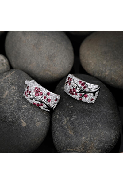 Choice أقراط زهرية رقيقة مرصعة بالزركون، أقراط أنيقة على شكل غصن زهر البرقوق ...