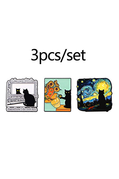 Choice 13 دبوسًا مطليًا بالمينا على شكل قطط سوداء لطيفة، بروش على شكل نبات عص...