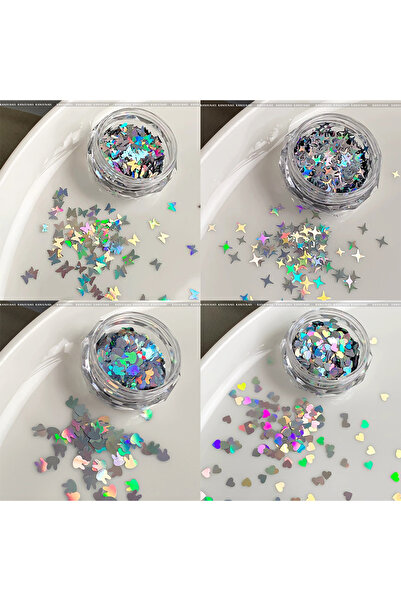 Choice 9 تصميمات كورية يدوية للأظافر: فراشة، جليتر ليزر، رقائق، نجمة، قلب، أر...