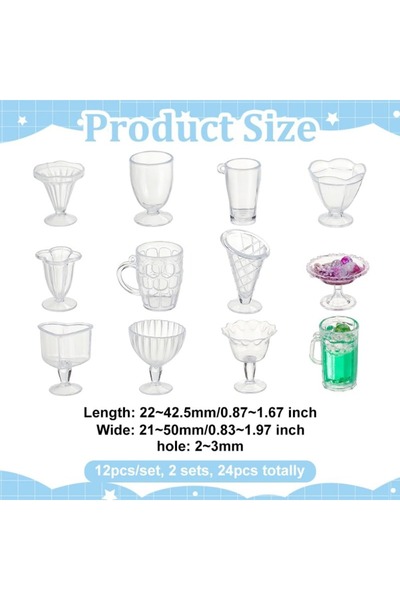 Choice AECH02-05344 24pcs Mini Cups Keychain Kit Miniature Simulation Plastic...