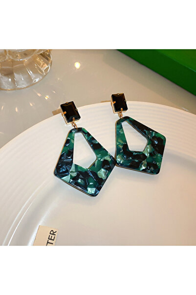 Choice أقراط متدلية من الأكريليك بتصميم هندسي غير منتظم للنساء، مجوفة، بنمط ع...