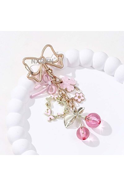 Choice E9764 1pc Pink Red Cherry Flower Butterfly Heart Clover Enamel Keychai...