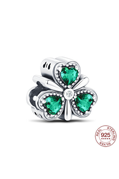 Choice NBC0613 تعليقة فضية عيار 925 بتصميم زهرة البرسيم الأخضر وقوس قزح وحافر...