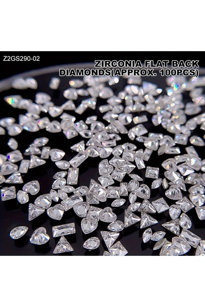 Choice WM-Z2GS290-02-XSH 100PCS Shiny Zircon Nail Charms Mini Rhombus Nail Ge...