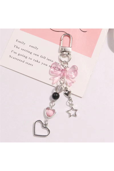 Choice D Goth Y2K Phone Charm Bow Heart Star Keychain Pendant Kawaii Key Chai...