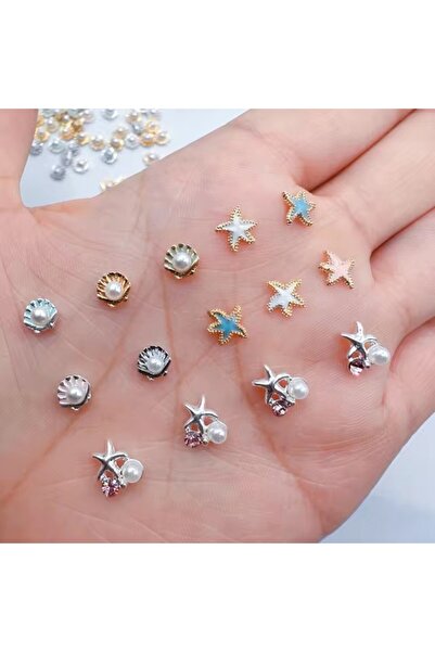 Choice ١٠ قطع من أحجار الراين لتزيين الأظافر الصيفية، مصنوعة من صدفة اللؤلؤ و...