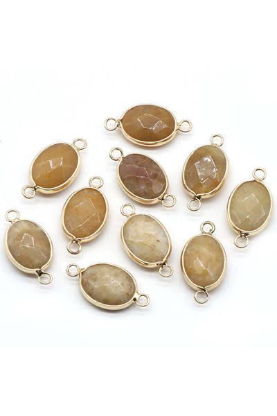 Choice قطعتان من اليشم الأصفر المصقول، موصلات من الأحجار الكريستالية الطبيعية...