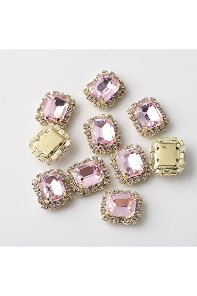 Choice Pink 12X14mm 10Pcs Rectangular Diamond Inlaid Four Hole Claw Diamond D...