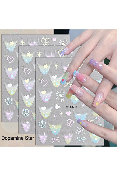 Choice النمط 3 (3 أوراق) 3/6/12 ورقة ملصقات أظافر بألوان الحلوى على شكل نجمة ...