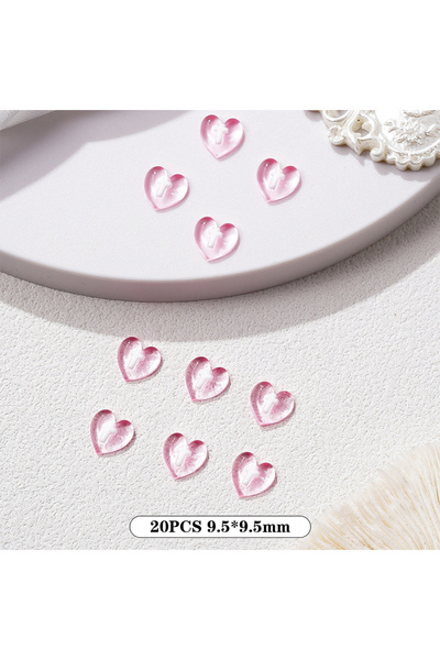 Choice Pink 20 Pcs Resin Clear Peach Heart Nail Accessories Cross Flat Back N...
