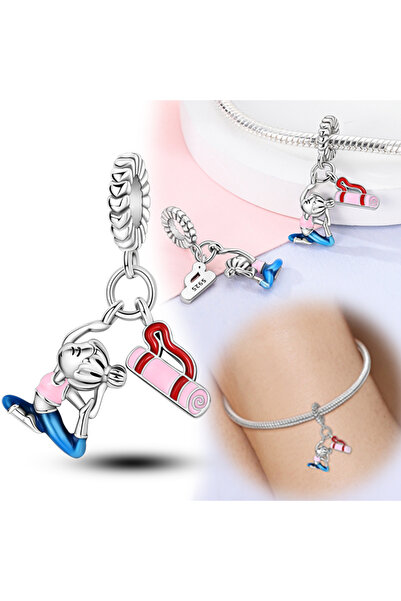 Choice قلادات بيضاء إبداعية لفتاة اليوغا، خرز مطلي بالفضة الإسترليني عيار 925...