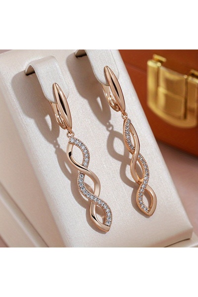 Choice T852 Fashion Classic Interwoven Synthetic Zirconia Design Long Dangle ...