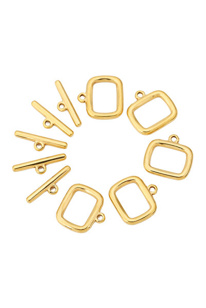 Choice Gold color 5 Sets Stainless Steel Gold Rectangle OT Toggle Clasps Hook...