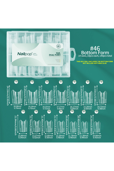 Choice SWT-007-140 Nailpop Extension Nail Dual Forms Clear 70/140pcs 14 Shape...