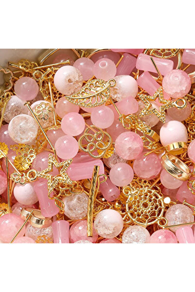 Choice1 Pink 30g/lot Mixed Glass Beads Kit Mini Crystal Spacer Beads Metal Ch...