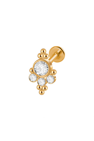 Choice حلق شفة من الفولاذ الجراحي النقي المطلي بالذهب، مقاس 1.2 × 8 مم، نمط 5...