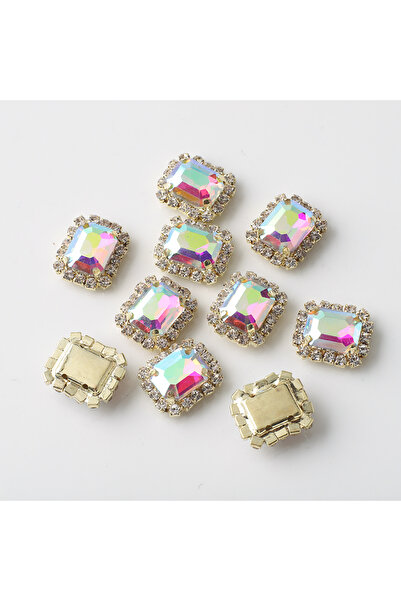 Choice Clear 12X14mm 10Pcs Rectangular Diamond Inlaid Four Hole Claw Diamond ...