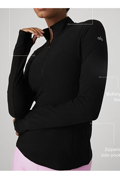 Alo جاكيت رياضي للجري واللياقة البدنية والتدريب، بأكمام طويلة، سريع الجفاف.