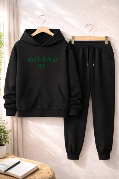 HOFFNUNG Daily Hooded Top and Sweatpants Set - Solid Color Milano 98 Full Hoodie