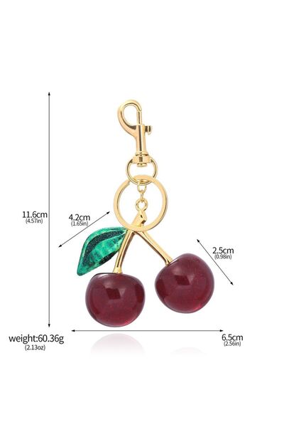 Choice5 K00878-02 Delicious Crystal Red Pink Cherry Keychain Summer Fruits Ch...