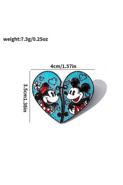 Miniso style 3 Mickey Mouse Metal Creative Love Badge Water Drop Brooch Cloth...