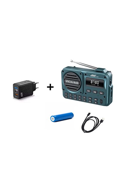 No branded Radio portabil Bluetooth 456BT albastru + încărcător 65W + baterie...