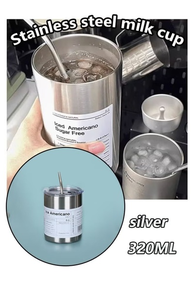 Generic 320ml Insulated Coffee Mug Stainless Steel Milk Cup with Straw & Lid ...