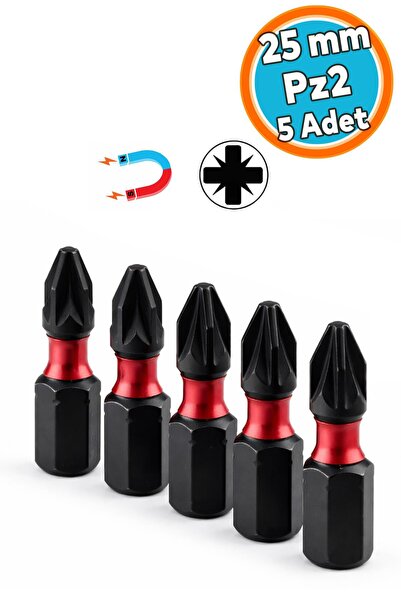 NZB Manyetik 1/4" Matkap Ucu İmpact Bits Uç 25 mm PZ2 Tayvan Çeliği Mıknatısl...