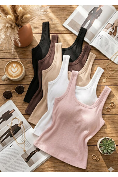 Loule Women's 5-Pack Corded Fabric Ribbed Knit Undershirt Set - 92% Cotton Fl...