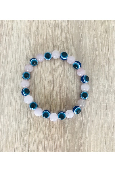 MK tasarım Nazar-Energy Bracelet - Real Pink Quartz Stone Mkt.1.101.48- Stone...