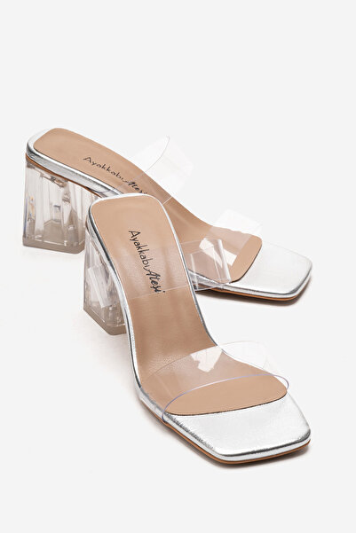 Ayakkabı Ateşi Women's Transparent Heeled Special Design Slippers with Transp...