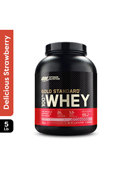 Optimum Nutrition جولد ستاندرد ١٠٠٪ واي بنكهة الفراولة اللذيذة ٥ أرطال