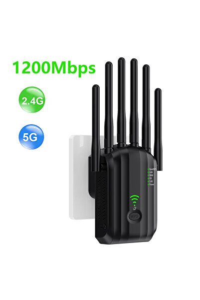 Choice5 EU Plug Black 1200M 5Ghz AC1200 WiFi Repeater 1200Mbps Wireless WiFi ...