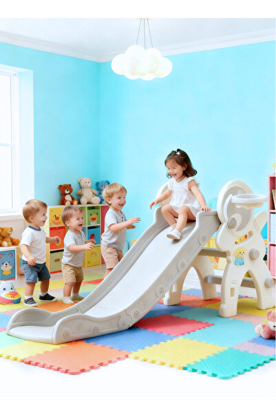 Yoawllty زحليقة أطفال مزودة بحلقة كرة سلة وإطار تسلق - زحليقة قابلة للطي للأط...