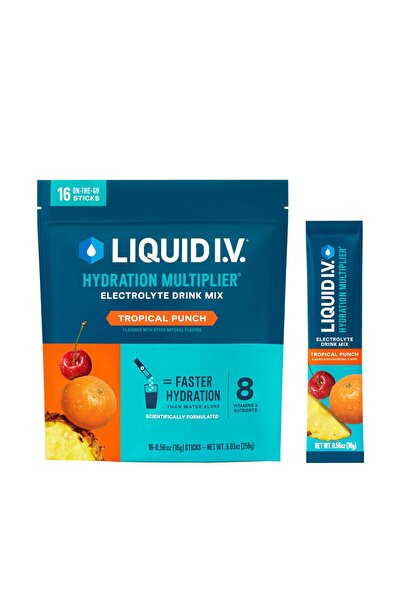 Liquid I.V. مُضاعِف ترطيب سائل للوريد 0.56 أونصة، 10 أكياس بنكهة الفواكه الاس...