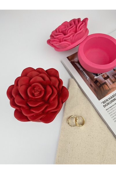 Ca.Gi Handmade Red Rose & Floral Patterned Decorative Box with Lid |   Organizer & Plug-In -1 Piece Red