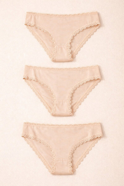 Katia&Bony Chiloți din dantelă din basic piese pentru femei, culoare piele