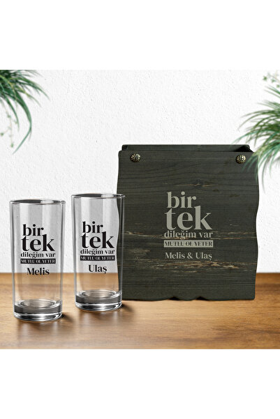 hediyekralı Kişiye Özel Ahşap Kutulu 2 Li Rakı Bardağı - Hediye Seti