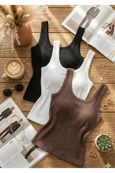 Loule Women's 3-Pack Corded Fabric Ribbed Knit Undershirt Set - 92% Cotton St...